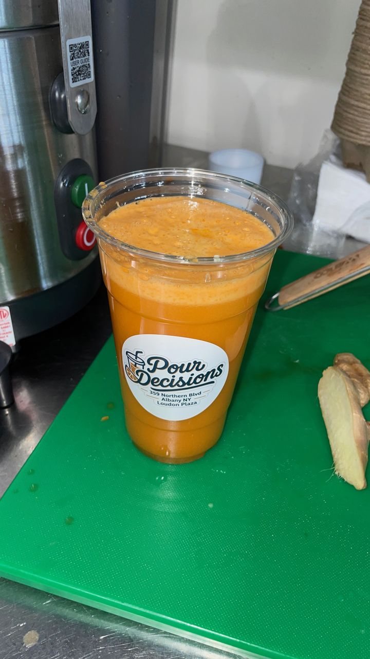 Carrot ginger juice at Pour Decisions