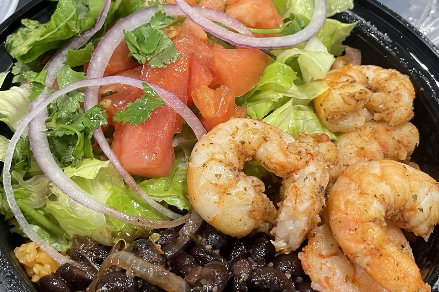 Shrimp Rice Bowl at Pour Decisions